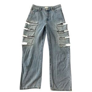 Forever 21 Ladies Size 29 Side Slash Blue Jeans Distressed Ripped